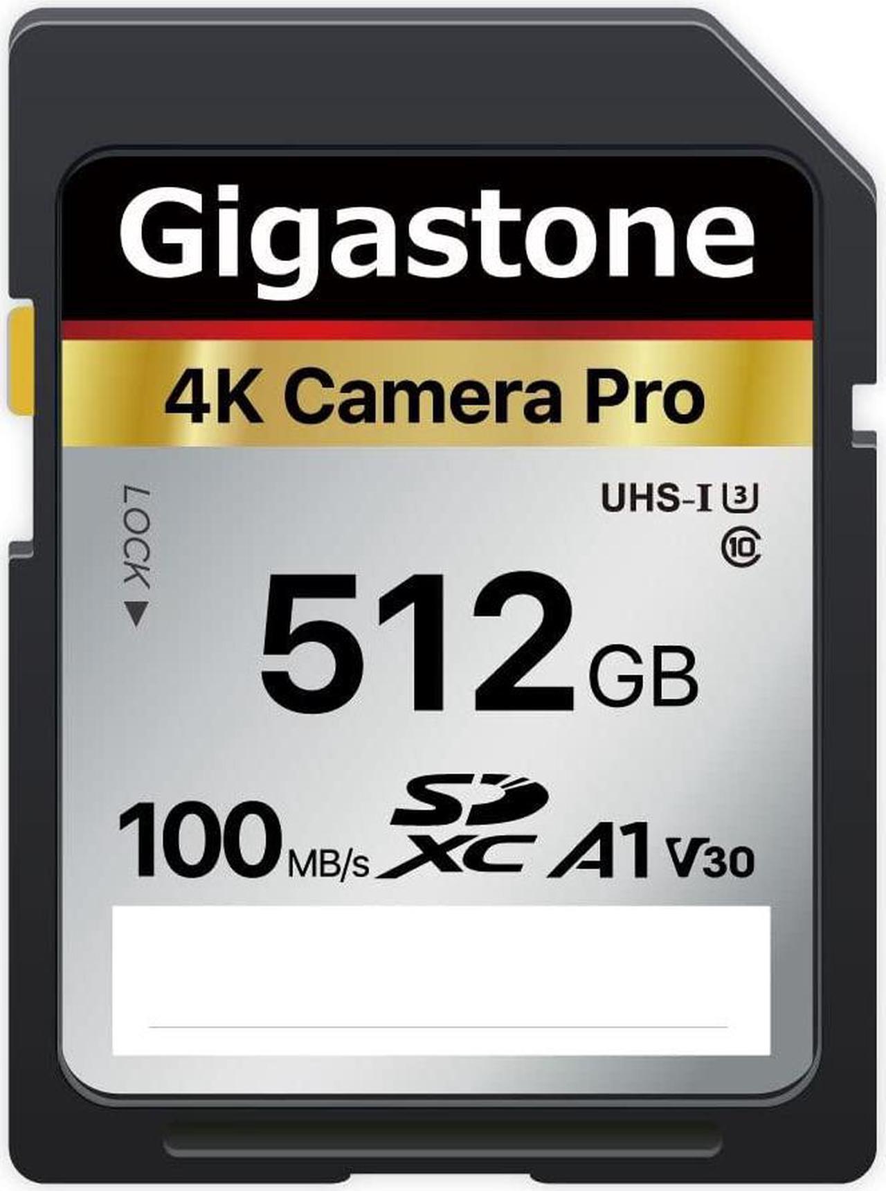 gigastone 512gB SD card V30 SDXc Memory card High Speed 4K Ultra HD UHD Video compatible with canon Nikon Sony Pentax Kodak Olympus Panasonic Digital camera with 1 Mini case