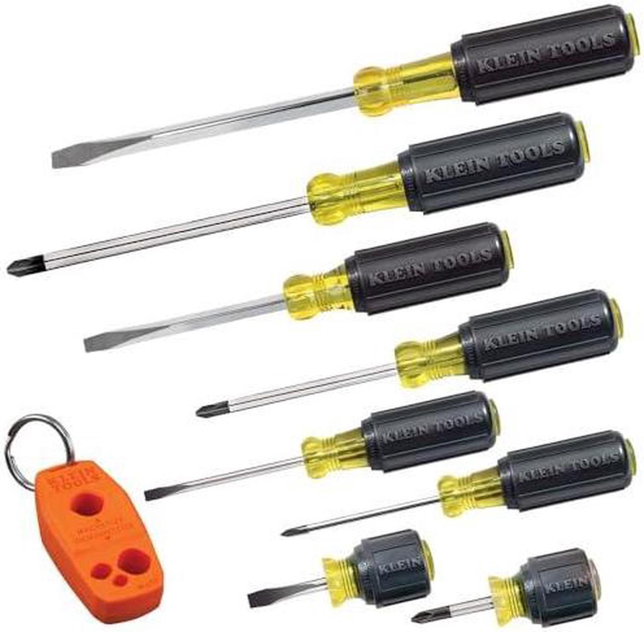 Klein Tools 85148 Screwdriver Set with Magnetizer/Demagnetizer for Magnetic Tips, Flathead and Phillips, Non-Slip Cushion Grip, 8-Piece