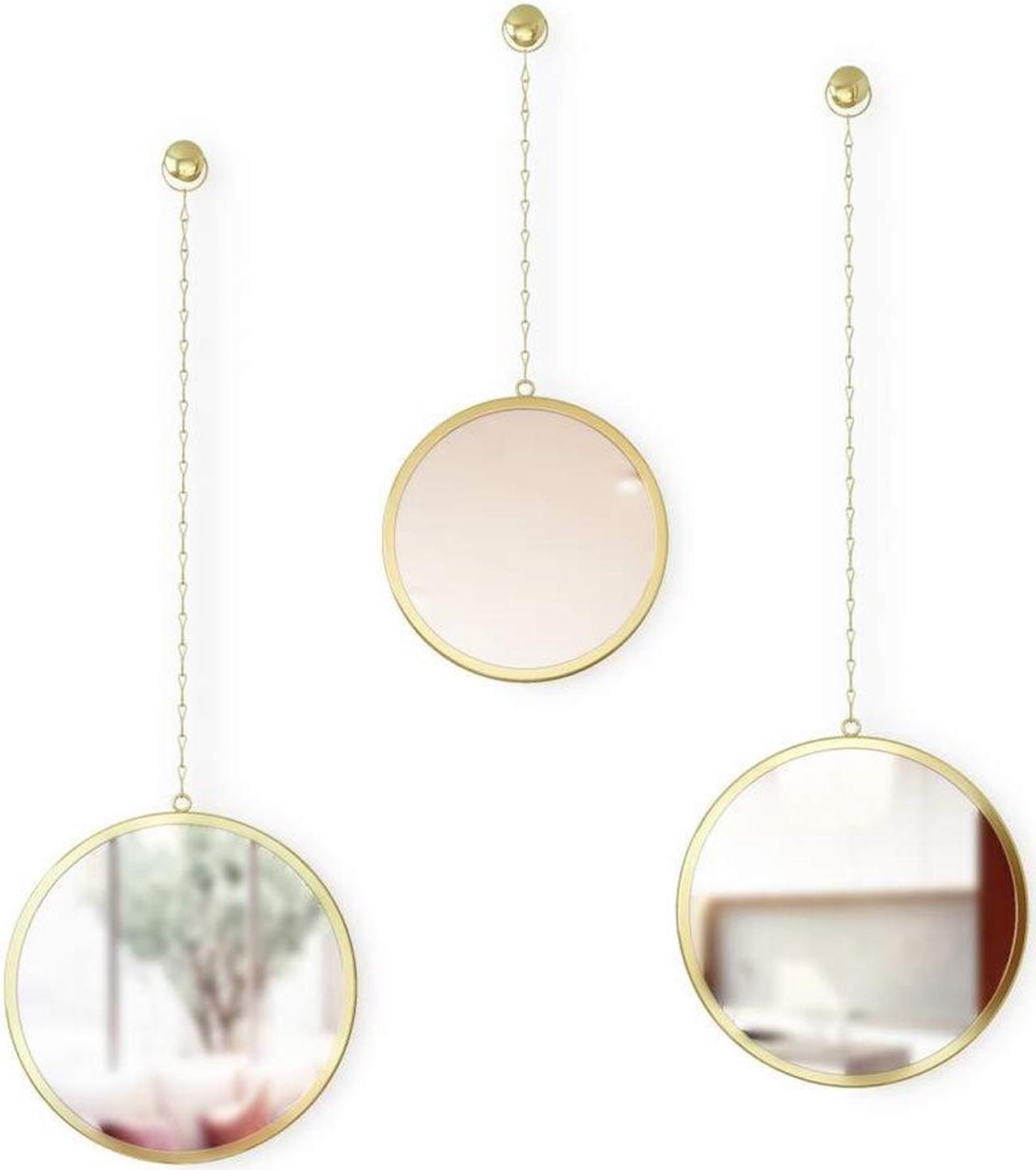 Umbra Dima, Set of 3, Trio Mirrors Apartment Decor/Wall Art, Brass