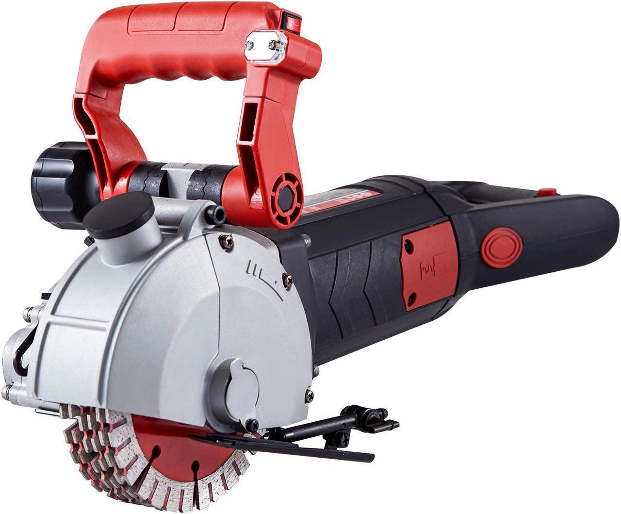 VEVOR 4800W Wall Chaser 42 mm Cutting Width,Wall Groove Cutting Machine 41MM Cutting Depth,Wall Slotting Machine with 8 Saw Blades 5" Diameter 6200r/Min,One-time Forming Dustless, Red