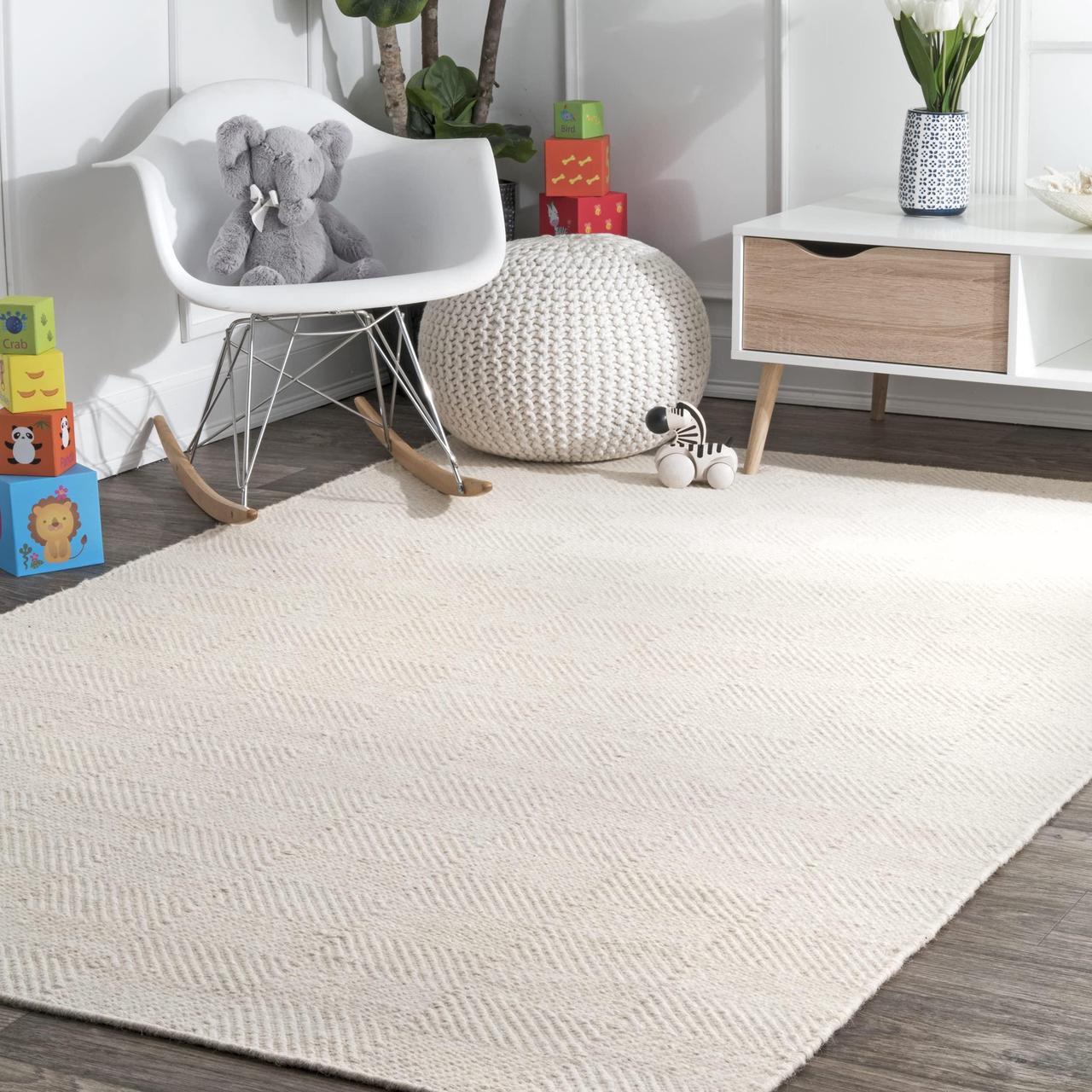 nuLOOM Ago Geometric Wool Area Rug, 5x8, Cream