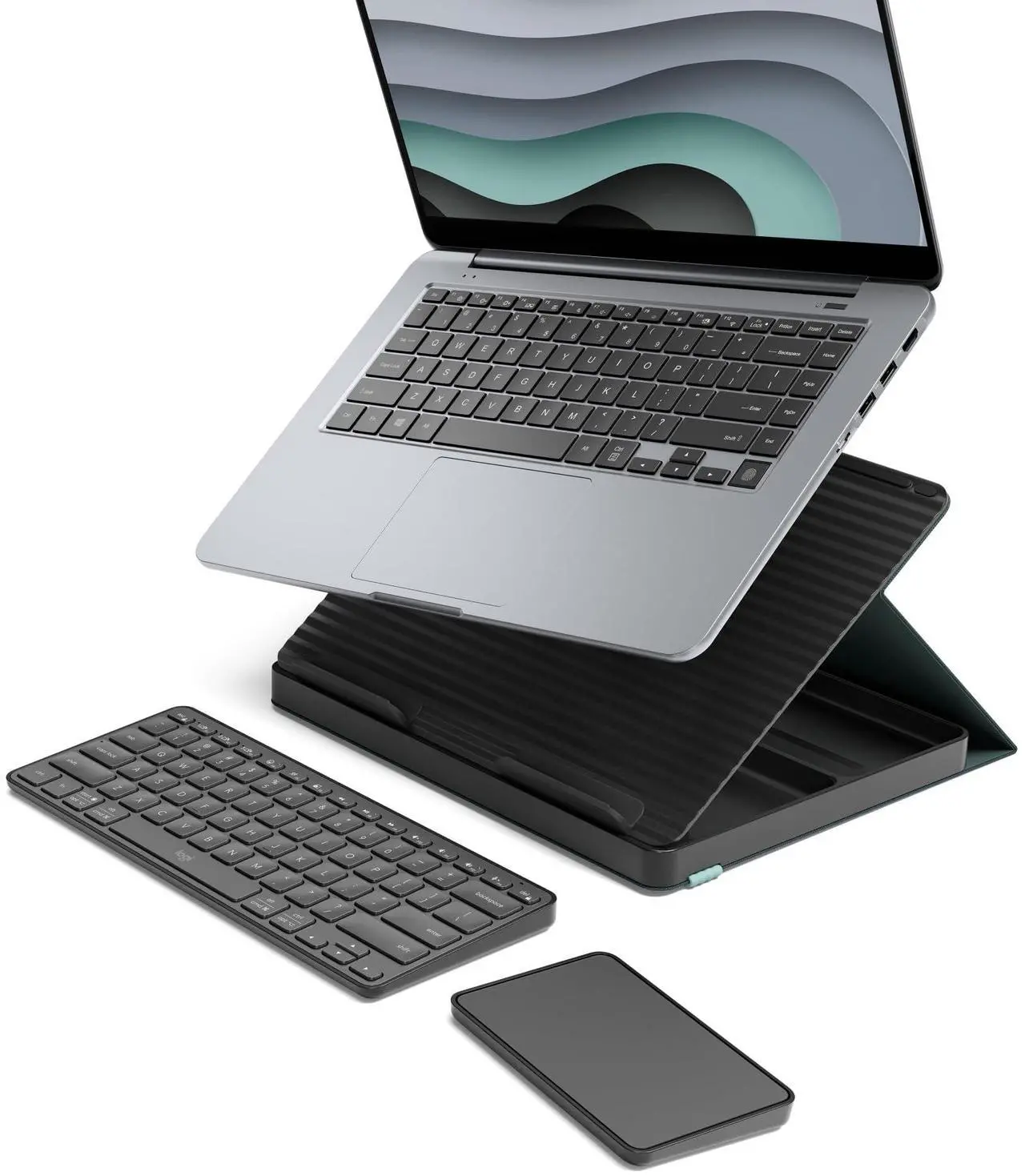 Alt view image 15 of 20 - Logitech Casa Pop Up Desk Work From Home Kit with Laptop Stand (CLASSIC CHIC)