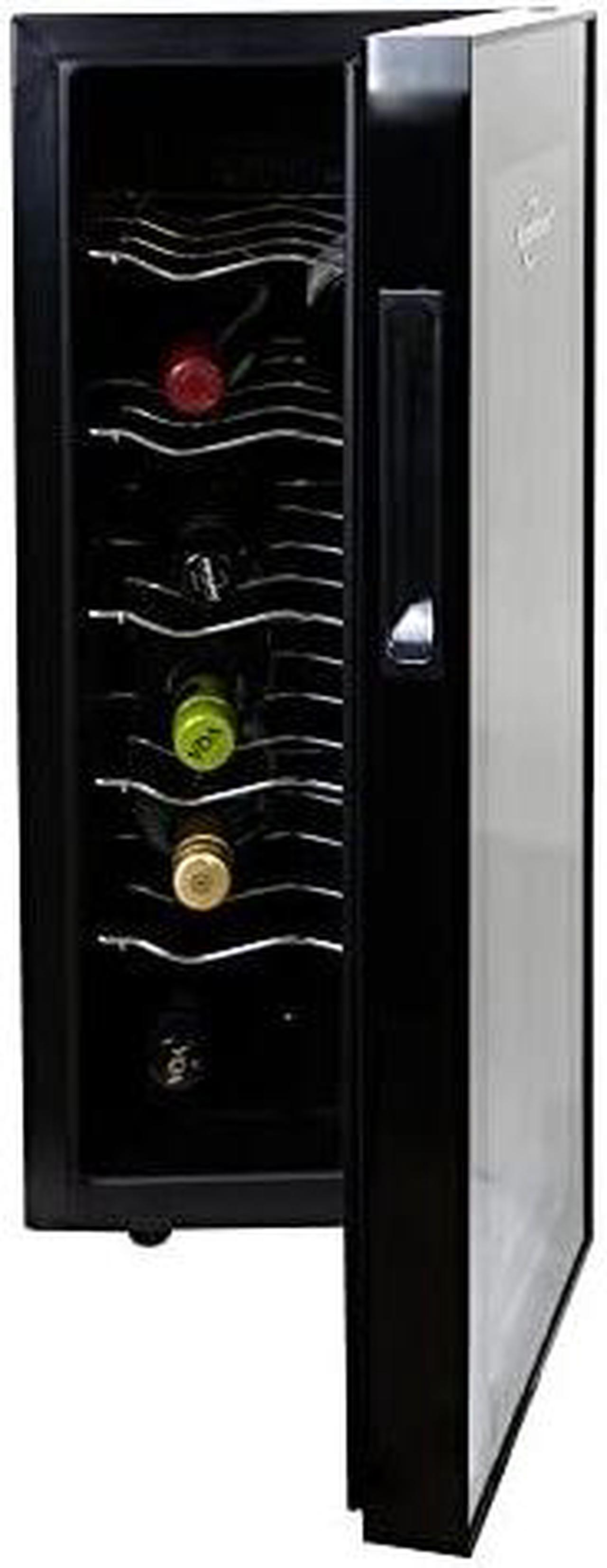 Koolatron 12 Bottle Wine Cooler, Black, Thermoelectric Wine Fridge, 1 cu. ft. (28L), Freestanding Wine Cellar, Red, White and Sparkling Wine Storage for Small Kitchen, Apartment, Condo, RV