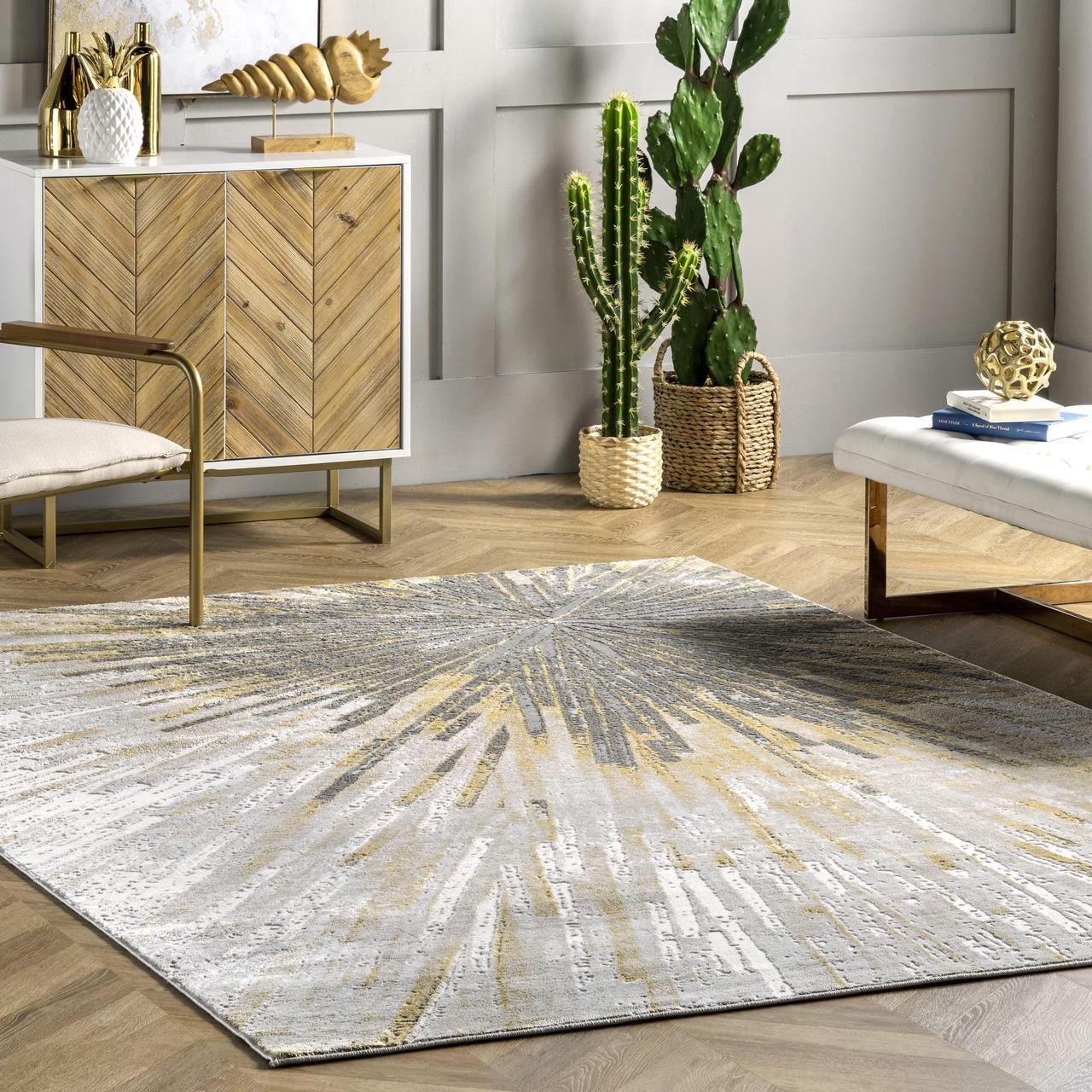 nuLOOM Amaya Abstract Area Rug, 5x8, Gold