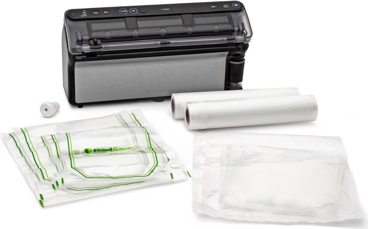 FoodSaver Elite All-in-One Liquid+ Vacuum Sealer with Bags, Rolls and Accessories | Stainless Steel