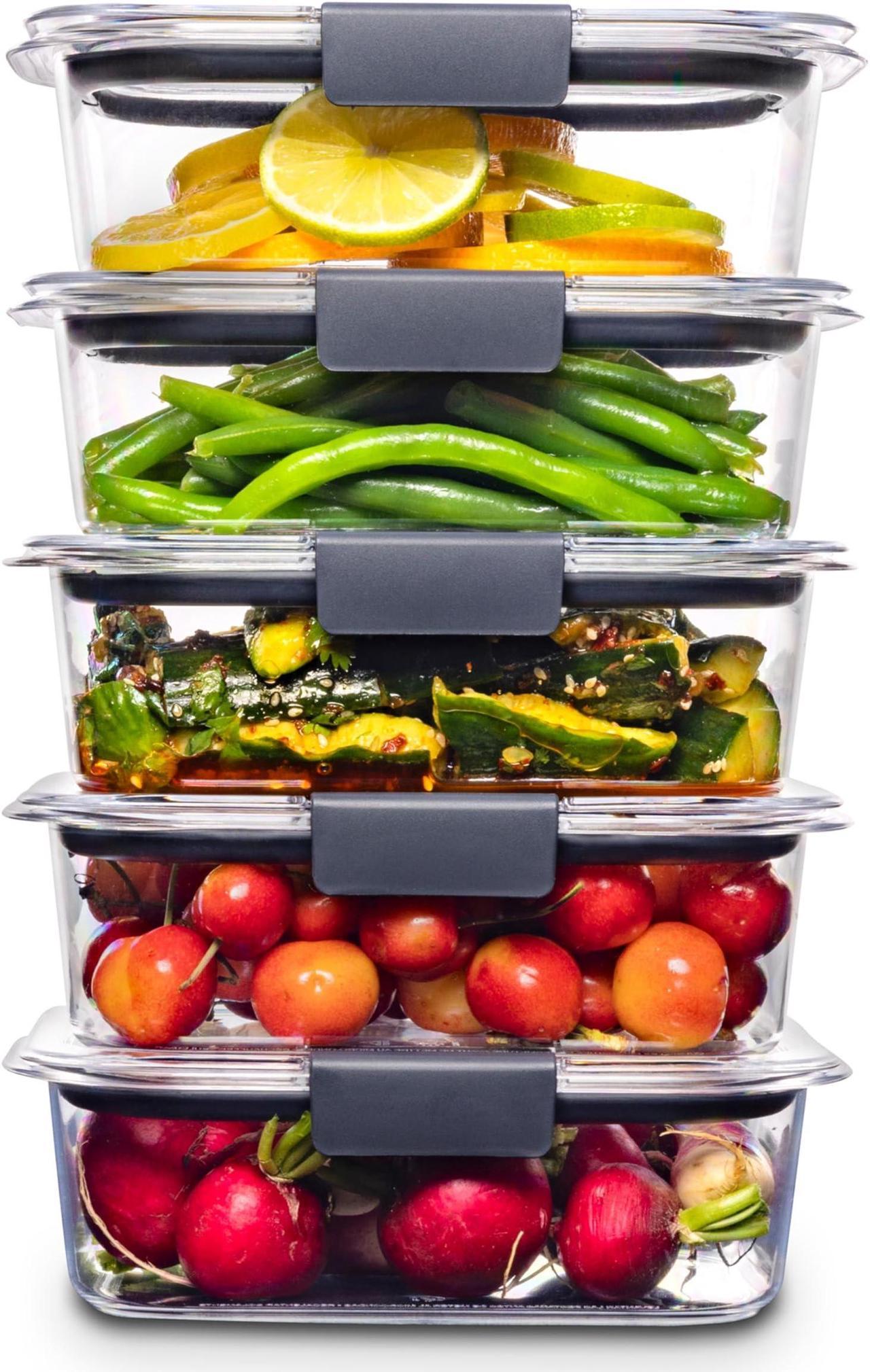 Rubbermaid Brilliance Food Storage Container, BPA-free Plastic, Medium, 3.2 Cup, 5-Pack, Clear