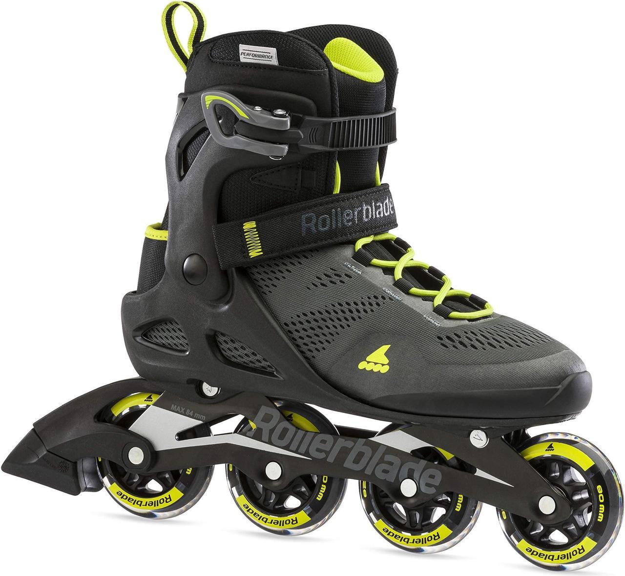 Rollerblade Macroblade 80 Men's Adult Fitness Inline Skate, Black and Lime, Performance Inline Skates, 10