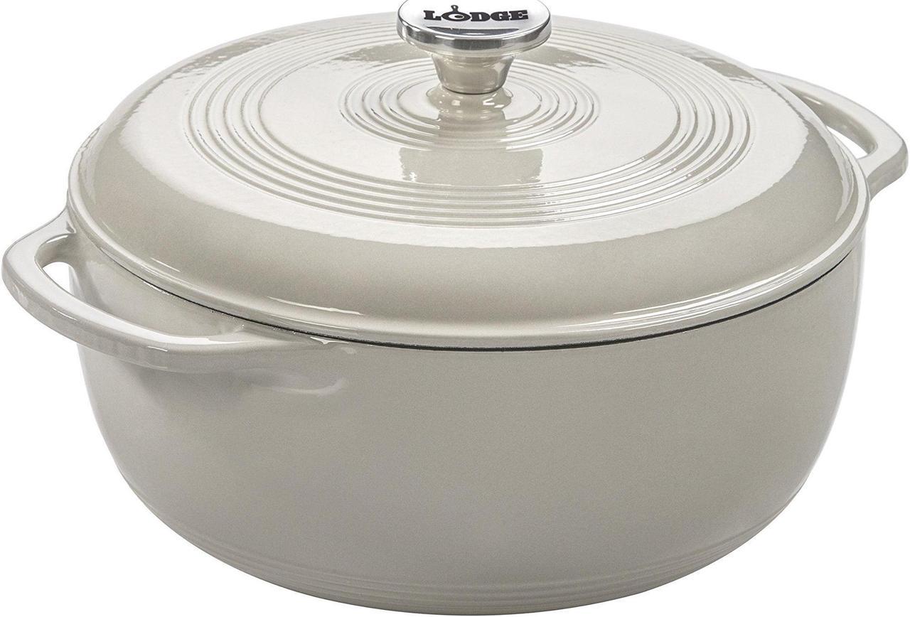 Lodge EC6D13 Dutch Oven, 6-Quart, Oyster White