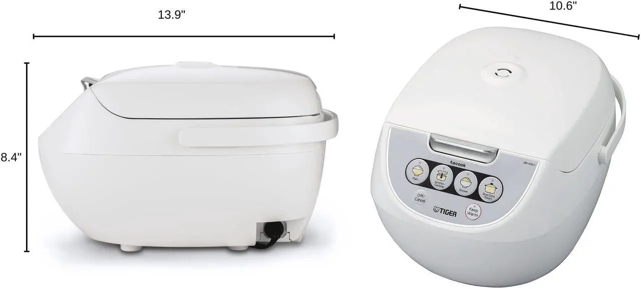 Alt view image 5 of 7 - Tiger JBV-A10U-W 1.1 qt. Multi Functinoal Rice Cooker - White