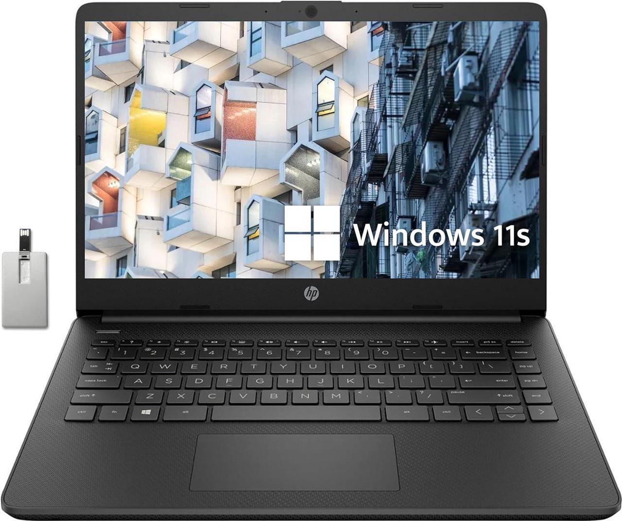 HP Stream 14" HD BrightView Laptop, Intel Celeron N4120 Processor, 8GB RAM, 64GB Storage, Intel UHD Graphics, 720p Webcam, 1 Year Office 365, Black, Win 11 S, 32GB Hotface USB Card