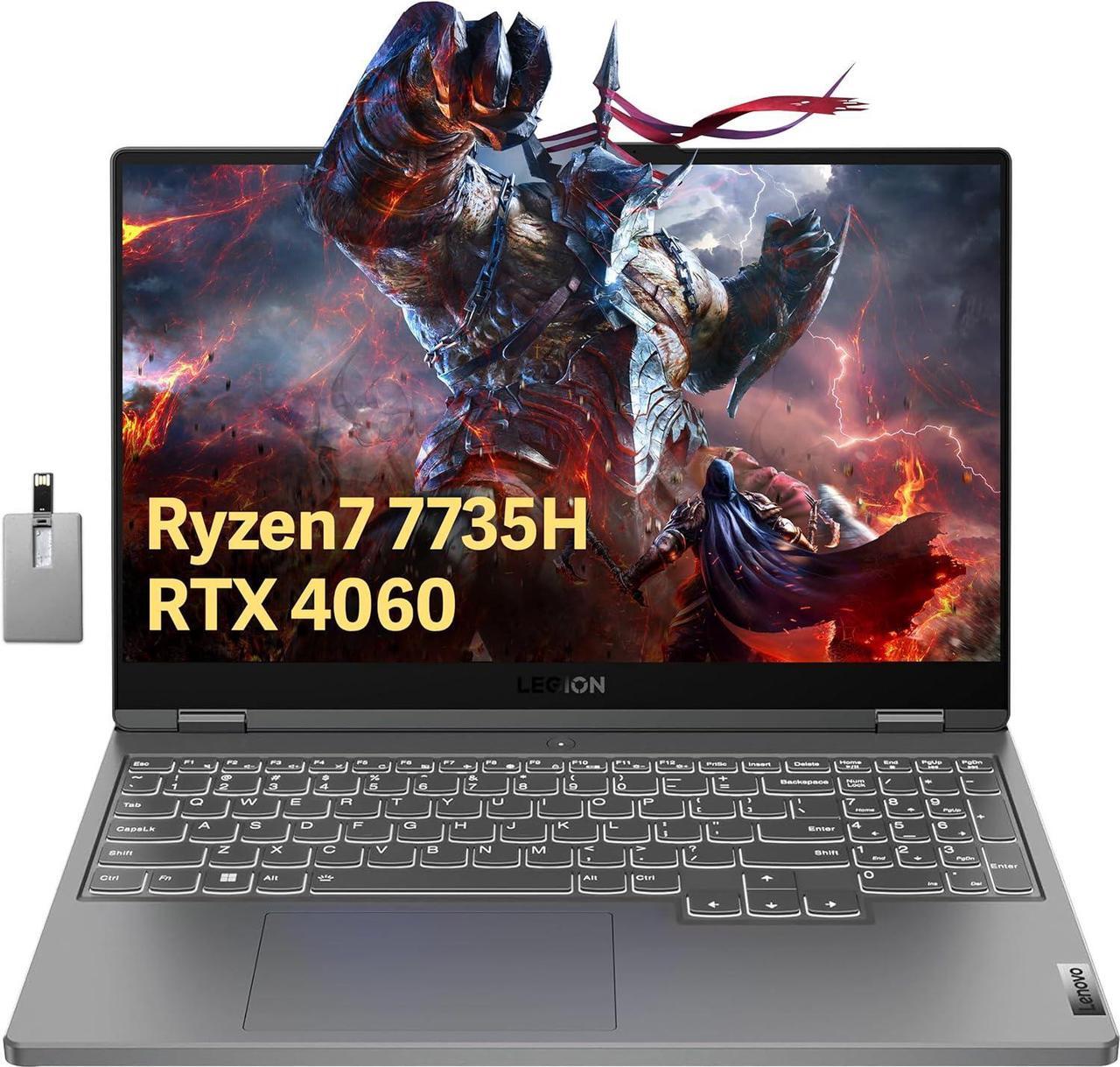 Main image of Lenovo Legion 5 Gaming Laptop, 15.6" WQHD(2160x1350) 165Hz, AMD Ryzen 7 7735H, NVIDIA GeForce RTX 4060 8GB, 32GB DDR5 RAM, 2TB SSD, Backlit Keyboard, WiFi 6E, Win 11, Gray, 32GB USB Card
