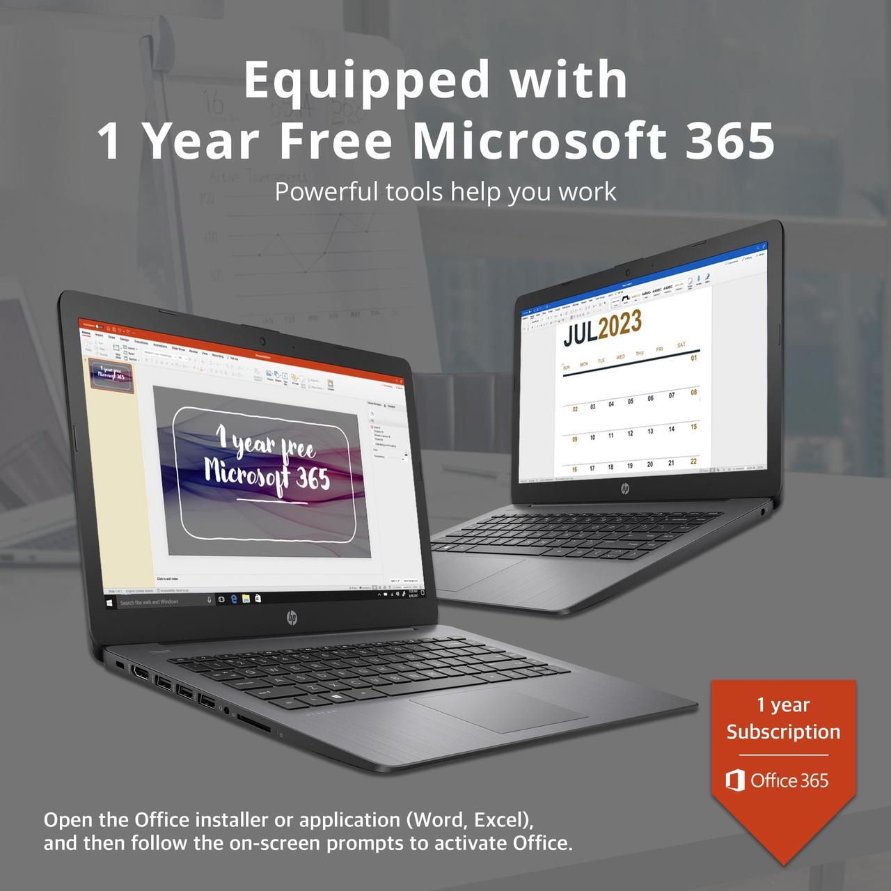 Alt view image 3 of 7 - HP Stream 14" HD SVA Laptop, Intel Celeron N4120 Processor, 4GB RAM, 64GB eMMC Flash Memory, Intel UHD Graphics 600, 1-Year Office, Bluetooth, Win 11S, Black, 128GB Hotface USB Card