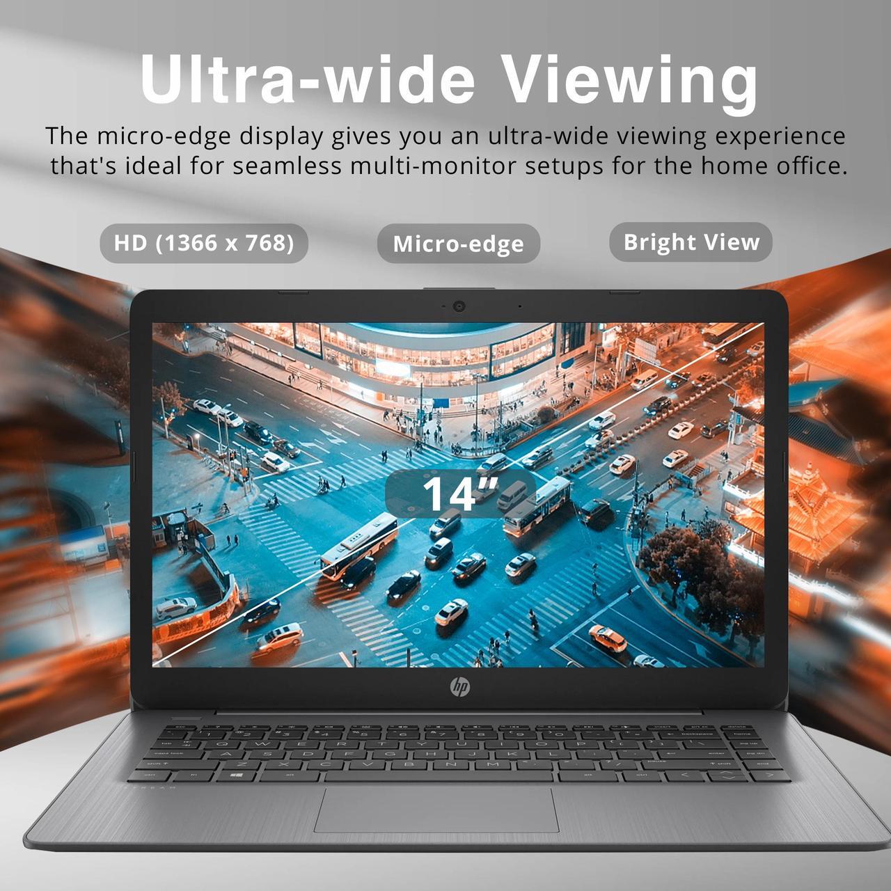 Alt view image 4 of 7 - HP Stream 14" HD SVA Laptop, Intel Celeron N4120 Processor, 4GB RAM, 64GB eMMC Flash Memory, Intel UHD Graphics 600, 1-Year Office, Bluetooth, Win 11S, Black, 128GB Hotface USB Card
