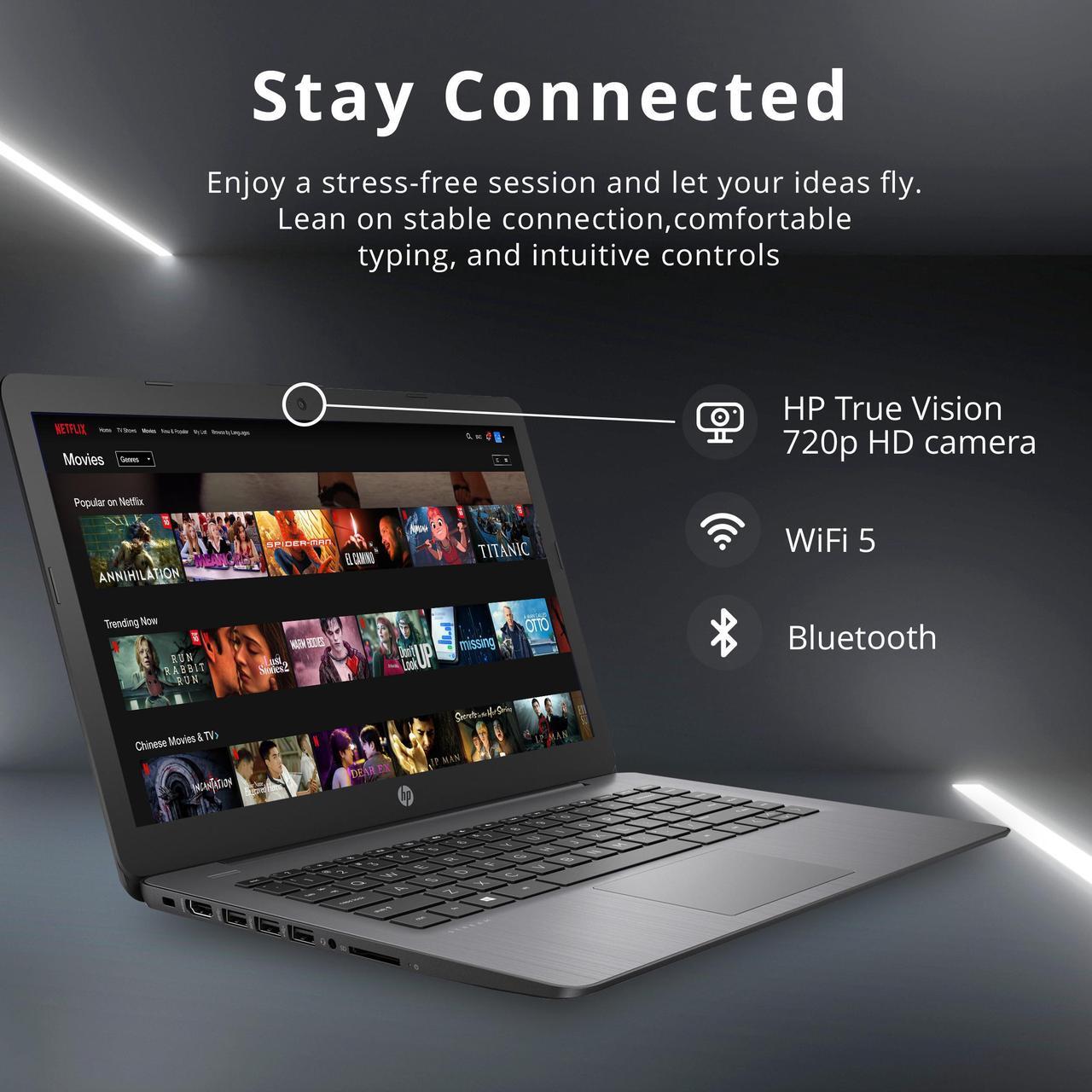 Alt view image 5 of 7 - HP Stream 14" HD SVA Laptop, Intel Celeron N4120 Processor, 4GB RAM, 64GB eMMC Flash Memory, Intel UHD Graphics 600, 1-Year Office, Bluetooth, Win 11S, Black, 128GB Hotface USB Card