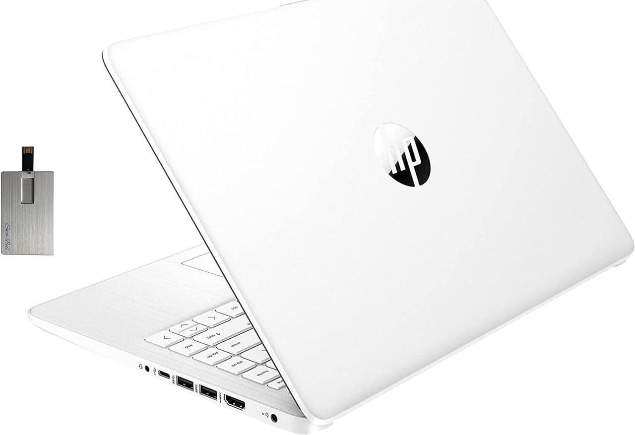 HP Stream 14" HD Laptop, Intel Celeron N4120 Processor, 4GB RAM, 64GB eMMC, HD Audio, HD Webcam, Intel UHD Graphics 600, 1 Year Office, HDMI, Win 11 S, White, 32GB Hotface USB Card