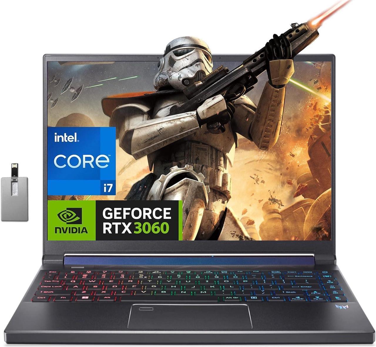 Acer Predator Triton 300 SE 14" WUXGA 165Hz Gaming Laptop, Intel Core i7 12700H, NVIDIA GeForce RTX 3060, 16GB LPDDR5, 512GB SSD, Fingerprint reader, RGB Keyboard, Win 11, Grey, 32GB Hotface USB Card