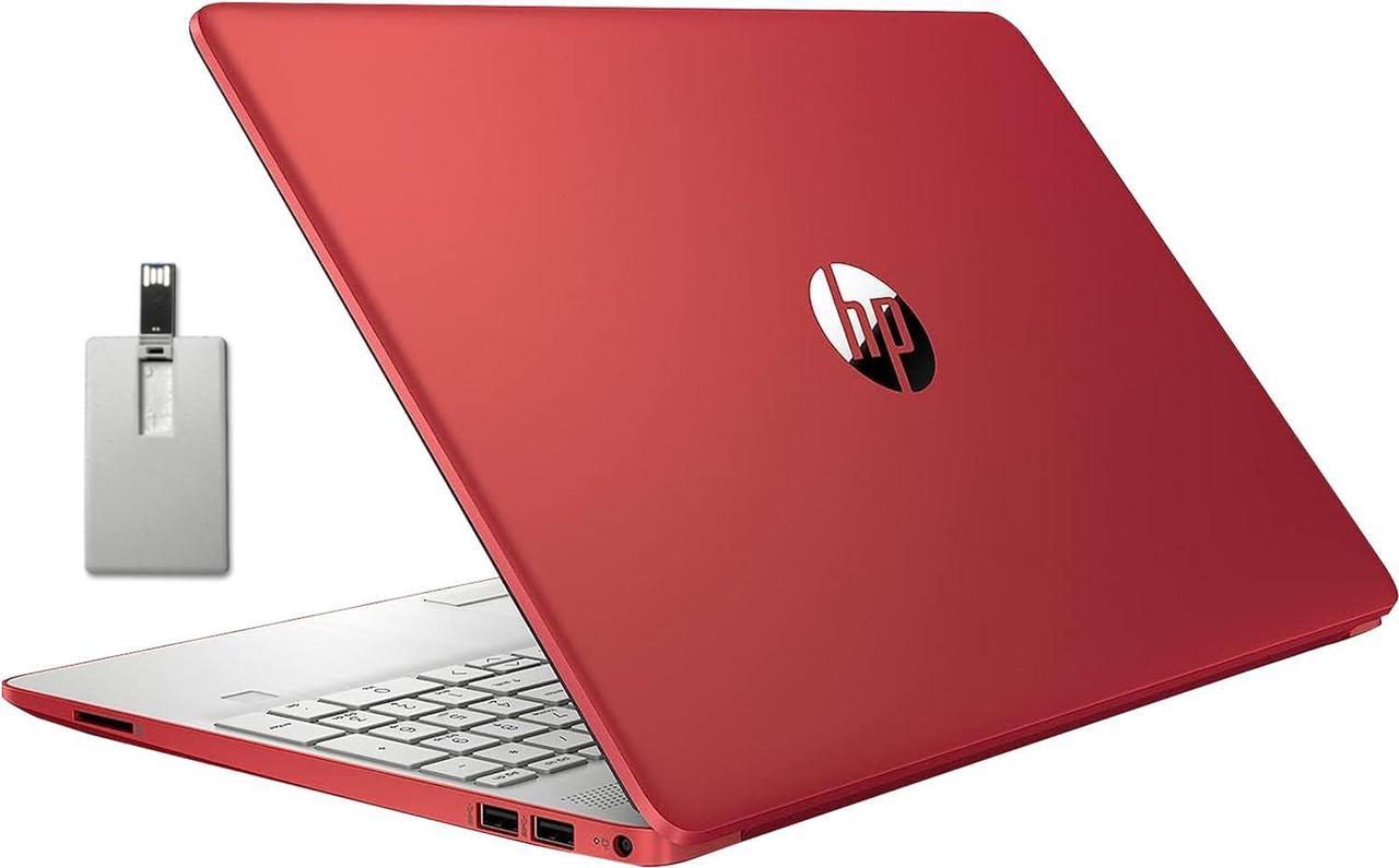 HP 15.6" HD Student Laptop, Intel Pentium Silver N5030, 8GB RAM, 256GB PCIe SSD, 1 Year Free Office 365, Intel UHD Graphics, HD Webcam, Numpad, Wi-Fi 5, Bluetooth, Win11, Red, 32GB Hotface USB Card