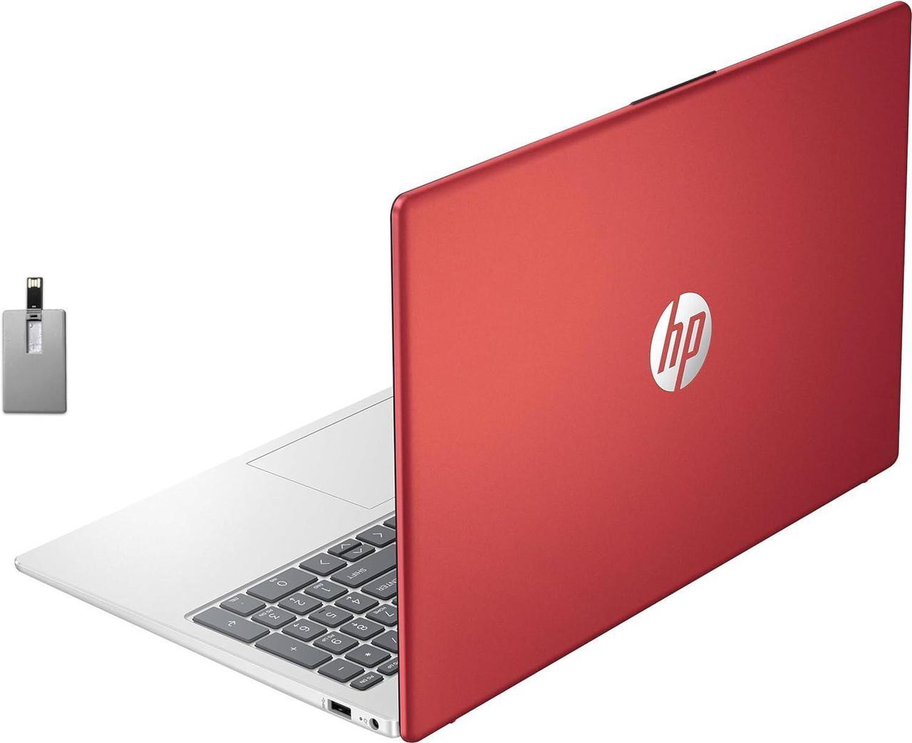 HP 15.6'' Business Laptop, HD Display, Intel Pentium N200 Processor, 16GB RAM, 128GB SSD, Intel UHD Graphics, Full Size Keyboard, WiFi, Bluetooth, Windows 11, Scarlet Red, 32GB Hotface USB Card