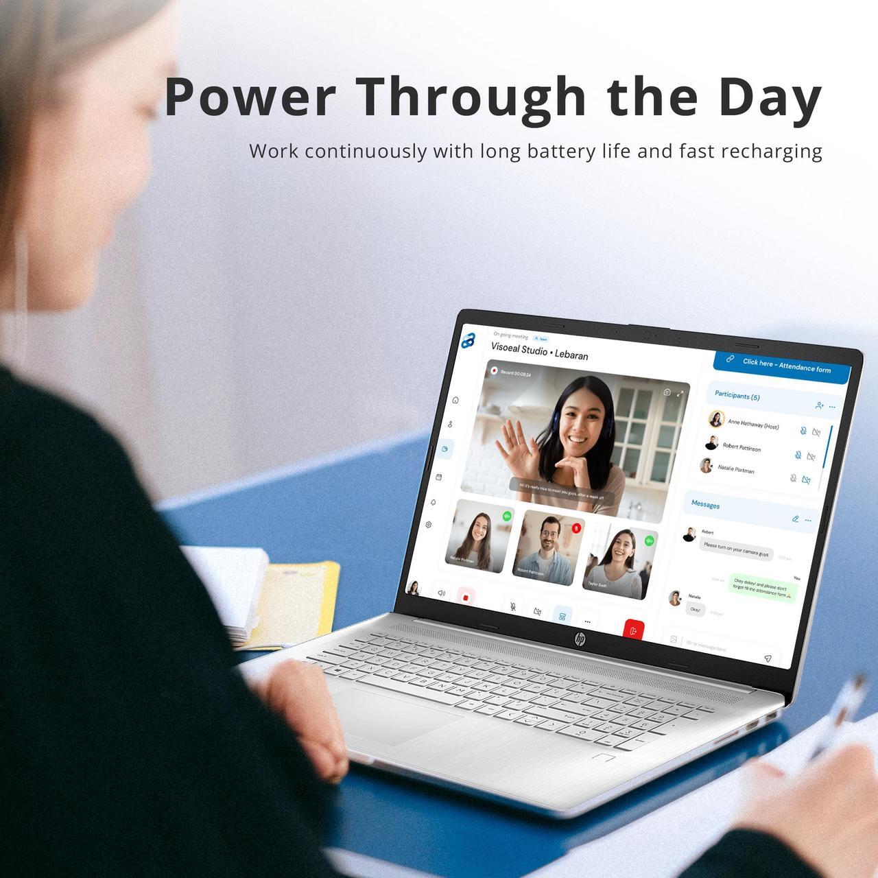 Alt view image 7 of 7 - HP 17.3" FHD Laptop, AMD Ryzen 5 5500U, 32GB RAM, 1TB SSD, AMD Radeon Graphics, Fingerprint Reader, Numeric Keyboard, 720p HD Webcam, WiFi, Windows 11 Pro, Silver, 32GB Hotface USB Card