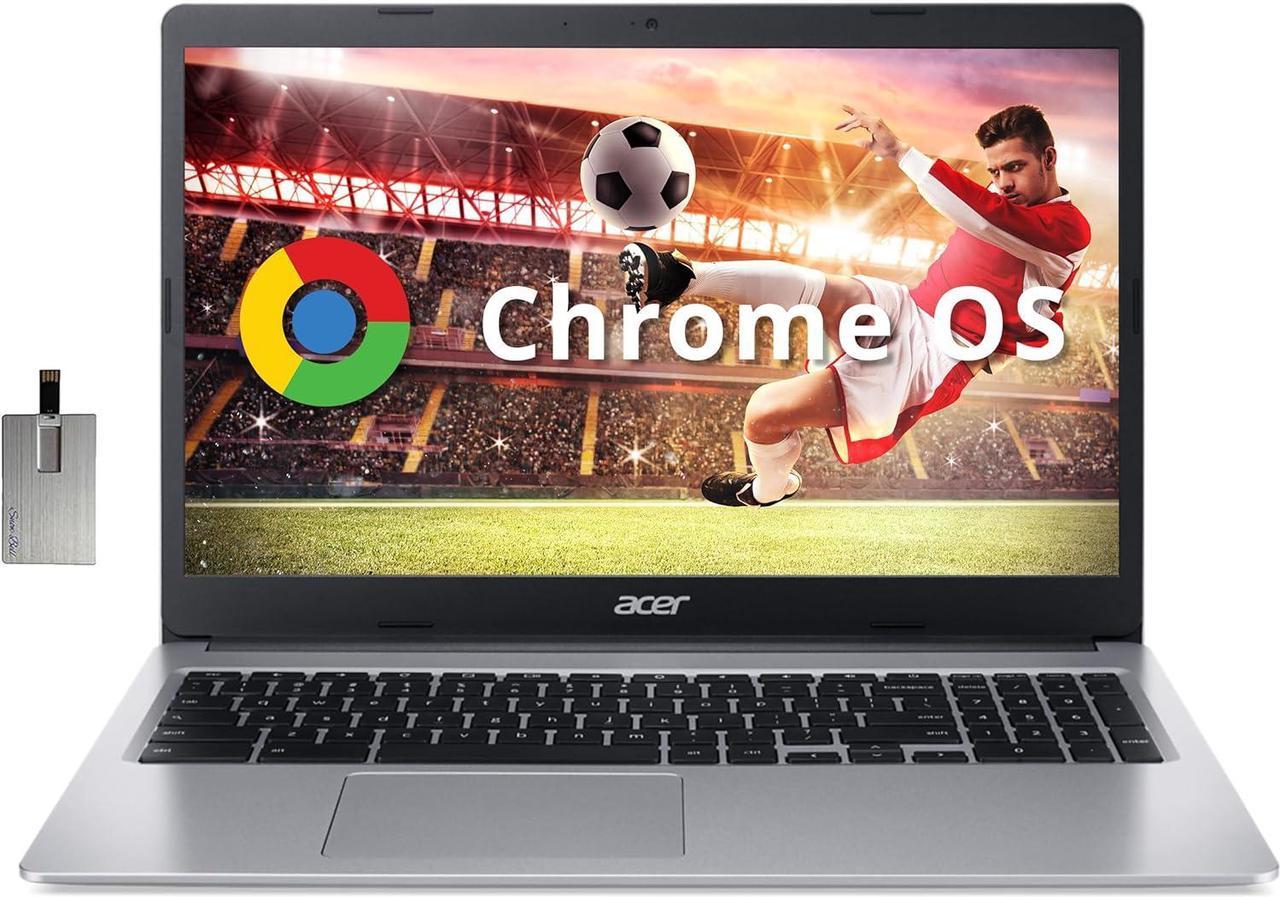 Acer Chromebook 315, 15.6" HD Anti-Glare Display, Intel Celeron N4000, 4GB LPDDR4 RAM, 32GB eMMC, Intel UHD Graphics 600, Numeric Keypad, WiFi 5, HD Webcam, Chrome OS, Silver, 32GB Hotface USB Card