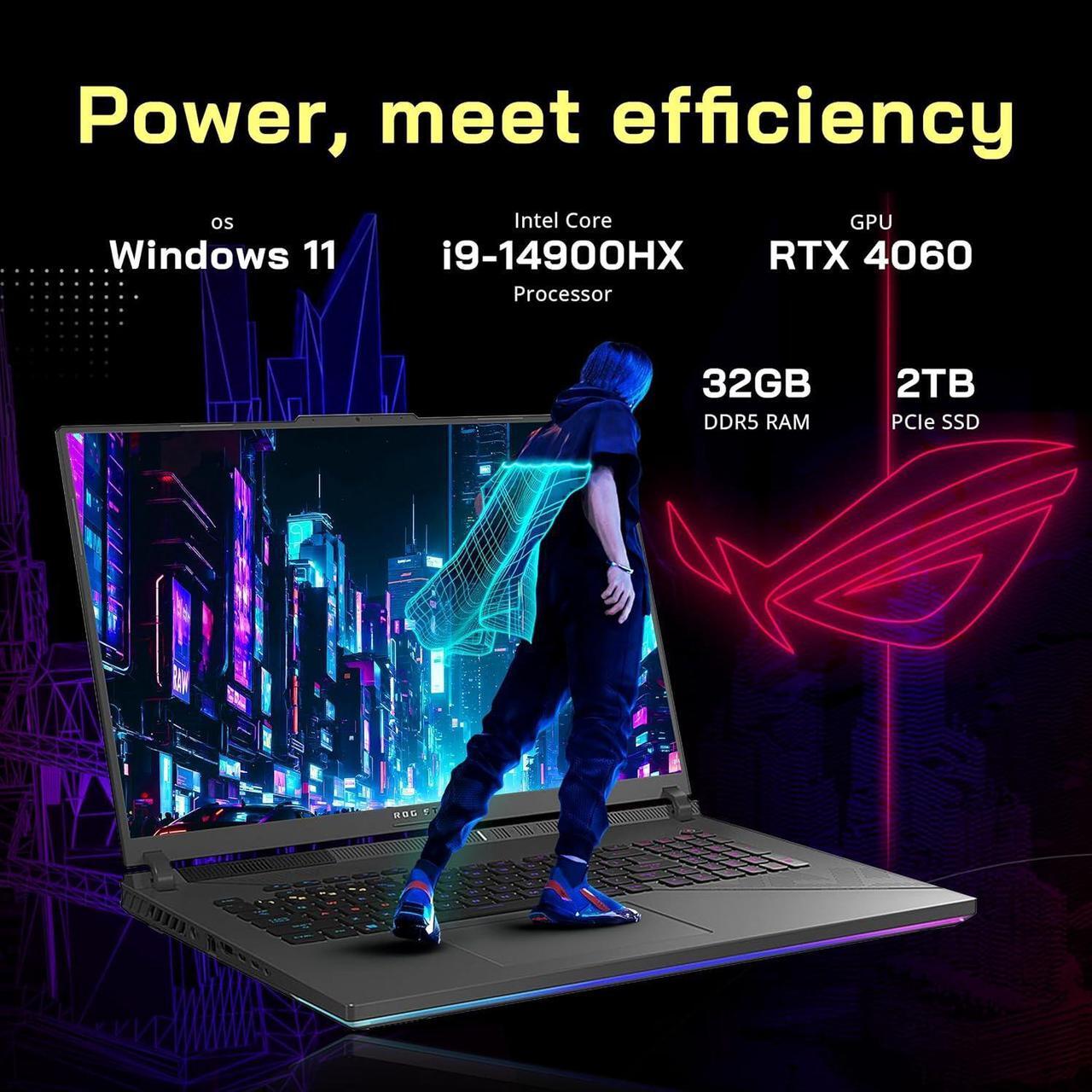 Alt view image 3 of 7 - ASUS ROG Strix G18 18" 240Hz QHD Gaming Laptop, Intel i9 14900HX, 32GB RAM, 2TB PCIe SSD, RGB Backlit Keyboard, NVIDIA GeForce RTX 4060 8GB, Wi-Fi 6E, Windows 11, Gray, 256GB Docking Station Set