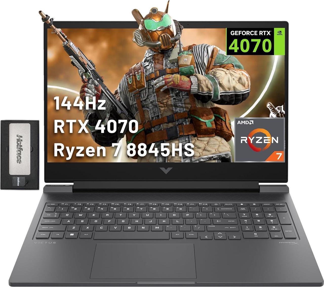 HP Victus 16.1" FHD 144Hz Gaming Laptop, AMD Ryzen 7 8845HS, 64GB DDR5, 2TB SSD, NVIDIA GeForce RTX 4070, Backlit Keyboard, 1080p HD Webcam, Win 11 Home, Mica Silver, 256GB Docking Station Set