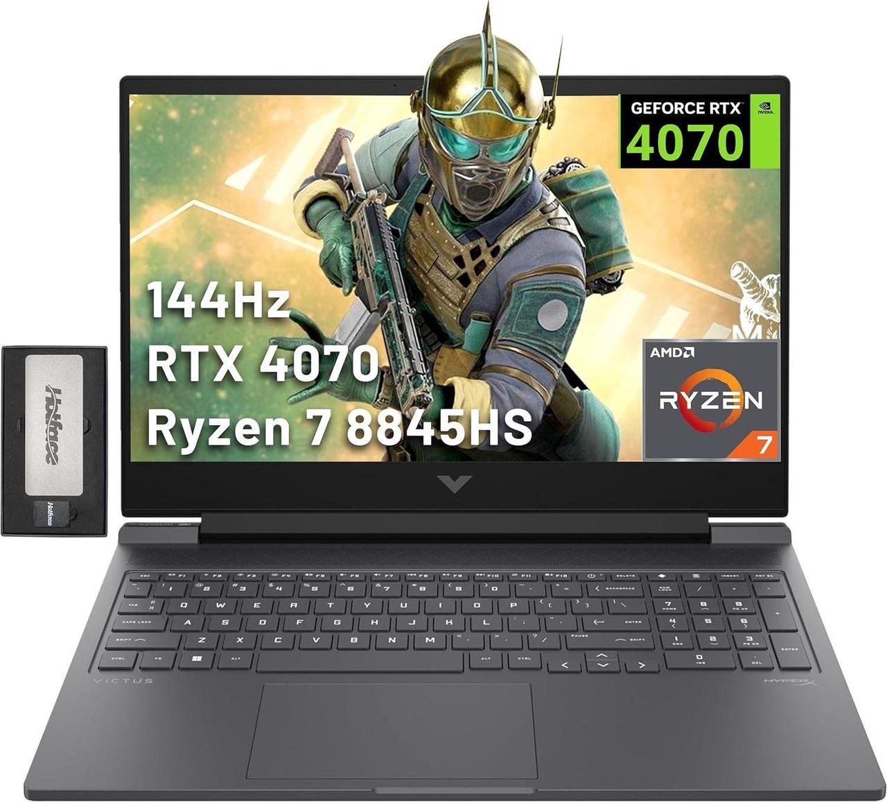 HP Victus 16.1" FHD 144Hz Gaming Laptop, AMD Ryzen 7-8845HS, 32GB DDR5, 1TB SSD, NVIDIA GeForce RTX 4070, Backlit Keyboard, FHD Camera, Wi-Fi 6, Win 11 Pro, Silver, 256GB Docking Station Set