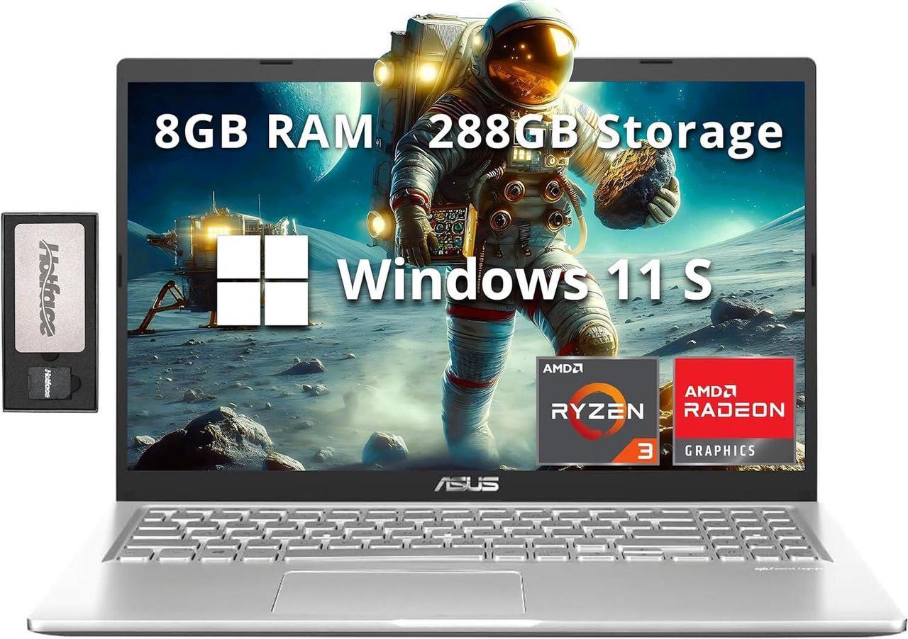 ASUS Vivobook 15.6" FHD Business Laptop, AMD Ryzen 3 3250U, 8GB RAM, 288GB Storage(128GB SSD+160GB Docking Station Set), AMD Radeon Graphics, Full Size Keyboard, Webcam, WiFi 5, Win 11 S, Silver