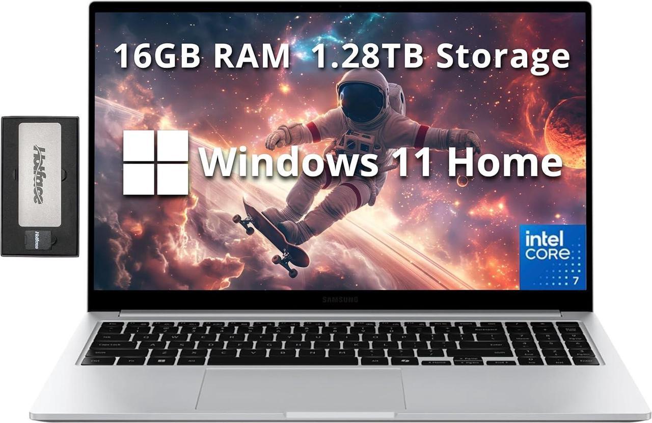 SAMSUNG Galaxy Book4 15.6" FHD Laptop, Intel Core 7 150U, 16GB LPDDR4X, 1.28TB Storage(1TB PCIe SSD +288GB Docking Station Set), Fingerprint Reader, Backlit Keyboard, Win 11 Home, Silver