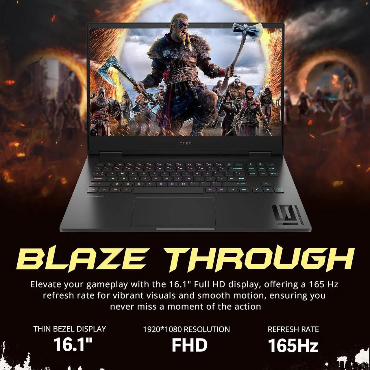 Alt view image 4 of 7 - HP OMEN 16.1" FHD 165Hz Gaming Laptop, Intel i9 13900HX, 32GB DDR5, 1TB SSD, NVIDIA GeForce RTX 4060, 4-Zone RGB Keyboard, FHD Camera, Fast Charge, Win 11 Home, Black, 256GB Docking Station Set