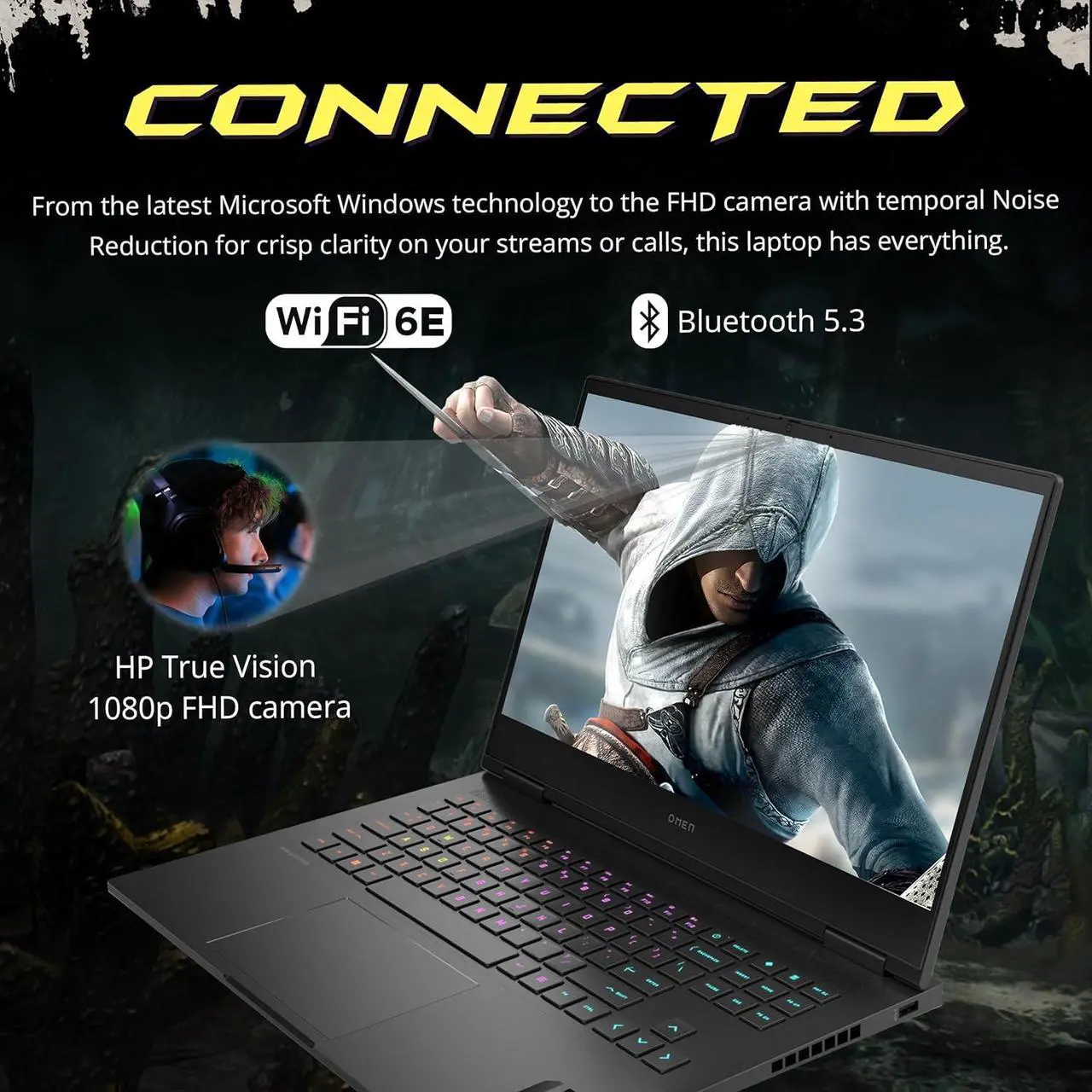 Alt view image 5 of 7 - HP OMEN 16.1" FHD 165Hz Gaming Laptop, Intel i9 13900HX, 32GB DDR5, 1TB SSD, NVIDIA GeForce RTX 4060, 4-Zone RGB Keyboard, FHD Camera, Fast Charge, Win 11 Home, Black, 256GB Docking Station Set