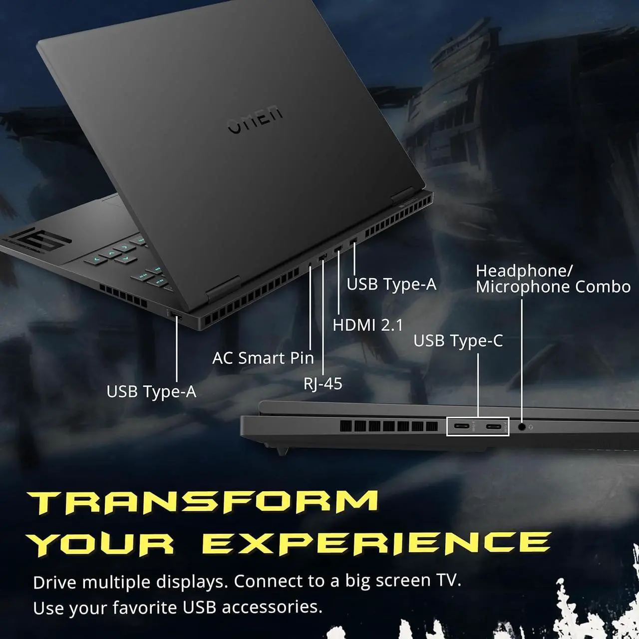Alt view image 7 of 7 - HP OMEN 16.1" FHD 165Hz Gaming Laptop, Intel i9 13900HX, 32GB DDR5, 1TB SSD, NVIDIA GeForce RTX 4060, 4-Zone RGB Keyboard, FHD Camera, Fast Charge, Win 11 Home, Black, 256GB Docking Station Set