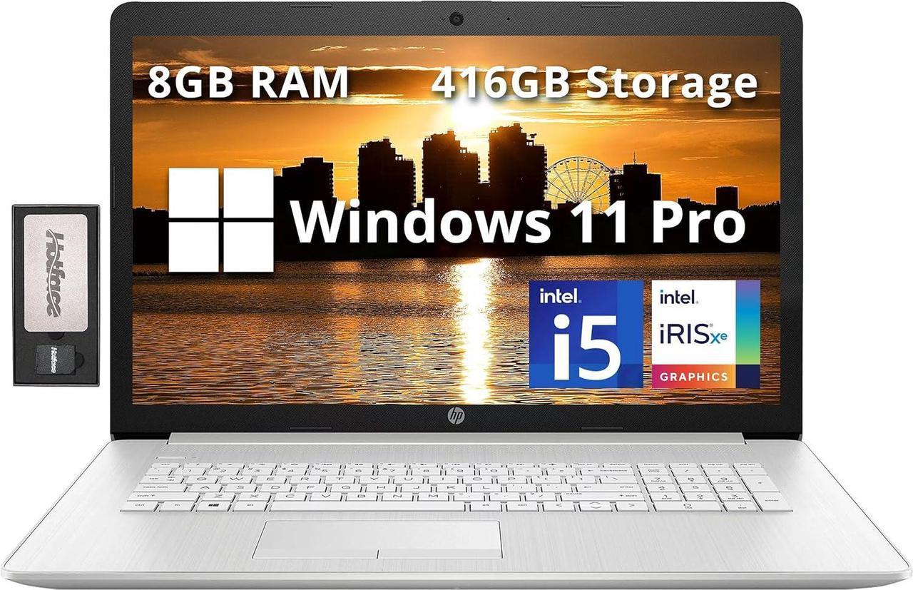 HP 17.3" FHD IPS Business Laptop, Intel i5-1135G7, 8GB RAM, 416GB Storage (256GB PCIe SSD+160GB Docking Station Set), Intel Iris Xe Graphics, HD Webcam, Num Pad, Win 11 pro, Silver