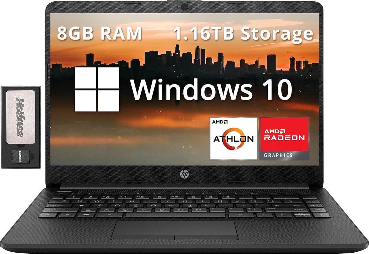 HP 14" HD Anti-Glare Laptop, AMD Athlon Silver 3050U, 8GB RAM, 1.16TB Storage(1TB SSD+160GB Docking Station Set), AMD Radeon Graphics, Webcam, Bluetooth, HD Audio, Windows 10s, Black