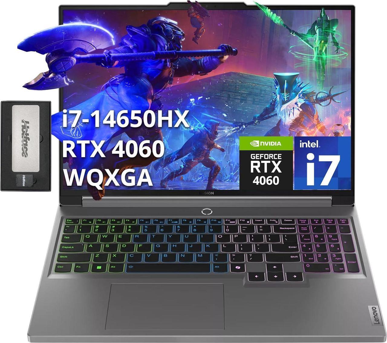 Lenovo Legion 5i 16" WQXGA 165Hz Gaming Laptop, Intel i7-14650HX, 16GB DDR5, 1TB SSD, 4-Zone RGB Backlit Keyboard, FHD Webcam, NVIDIA GeForce RTX 4060 8GB, Win 11, Grey, 256GB Docking Station Set