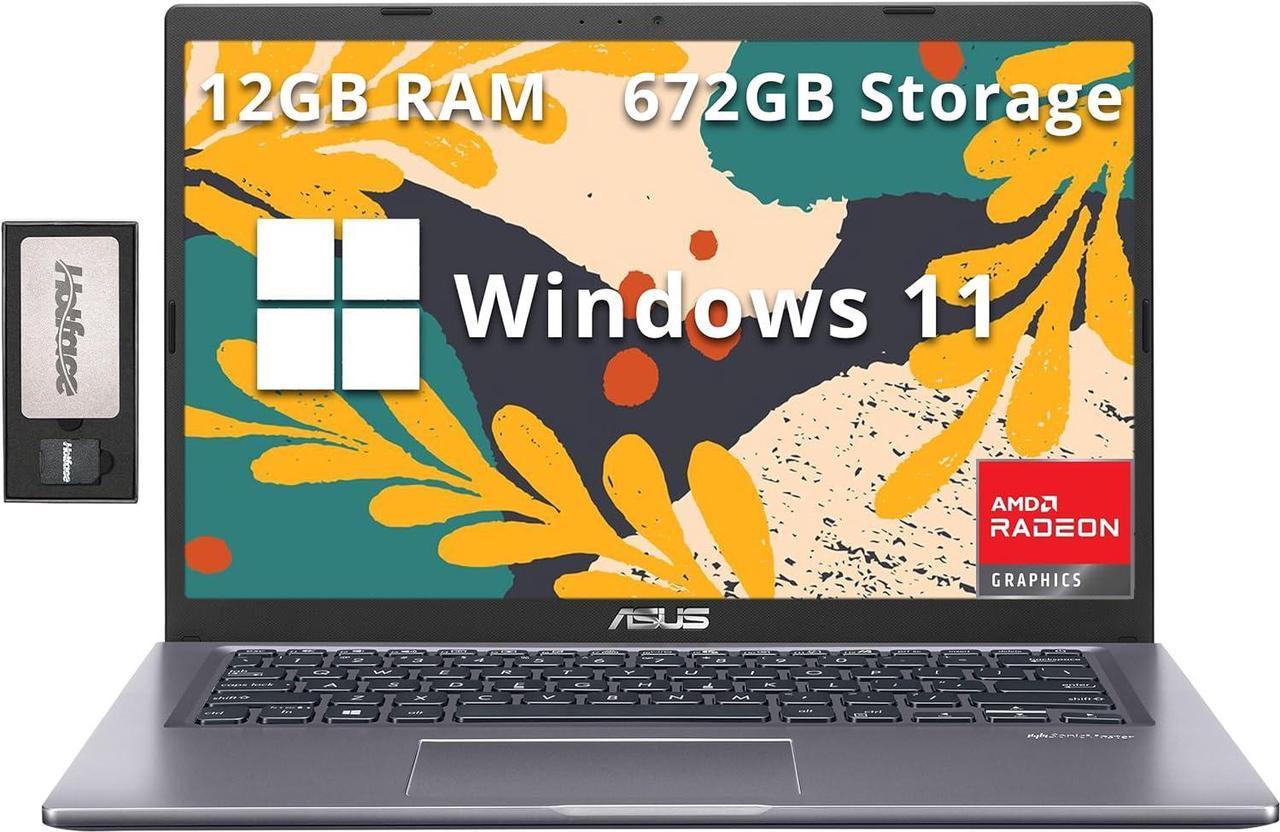 ASUS VivoBook 14" FHD Business Laptop, AMD Athlon Gold 3150U, 12GB RAM, 672GB Storage(512GB SSD+160GB Docking Station), AMD Radeon Graphics, Backlit Keyboard, HD Webcam, Wi-Fi 5, Win 11, Slate Gray