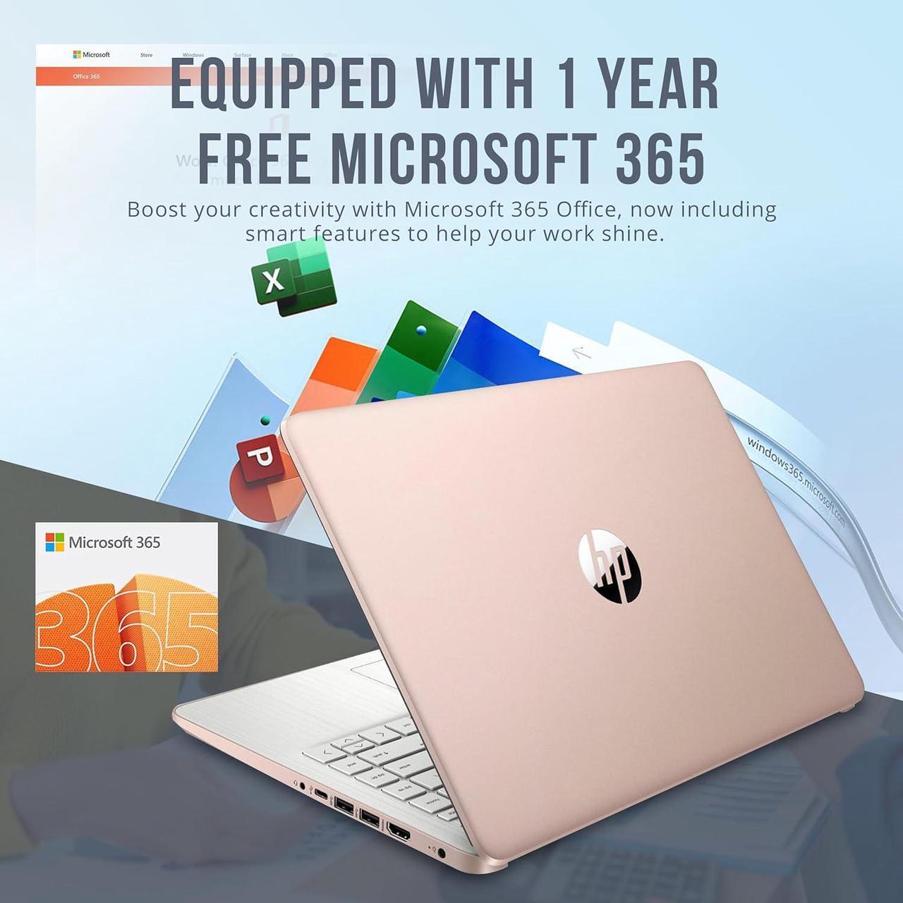 Alt view image 3 of 7 - HP Stream 14" HD Laptop, Intel Celeron N4120, 8GB RAM, 128GB eMMC, Intel UHD Graphics, Webcam, 1 Year Office 365, Rose Gold, Win 11 S, 128GB Hotface USB Card