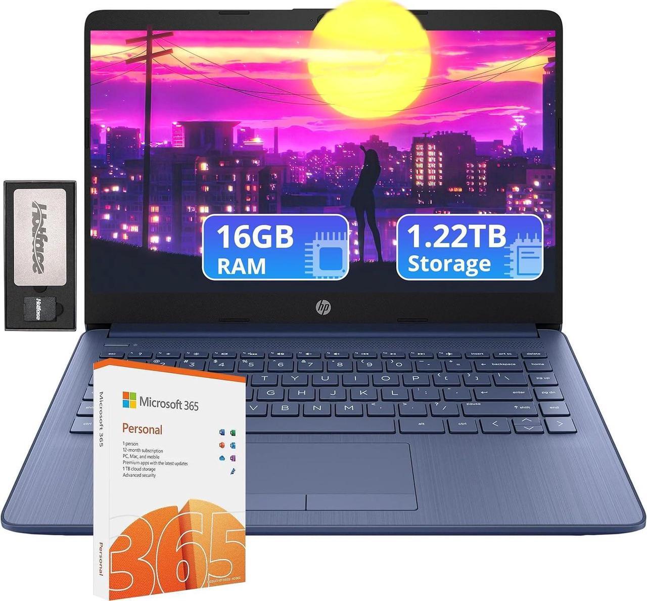 Main image of HP Flagship 14" HD Laptop with 1 Year Office 365 | 16GB RAM | 1.22TB Storage(64GB EMMC & 160GB Docking Station Set & 1TB Cloud Storage) | Intel 4-Core Processor | Webcam | Win 11s | Blue