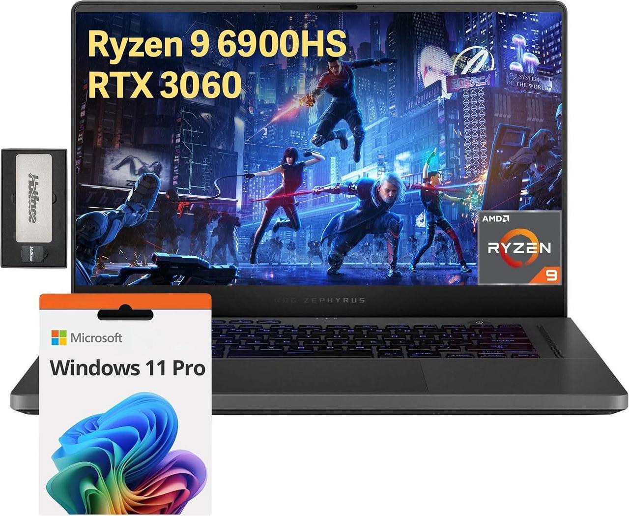 ASUS ROG Zephyrus 15.6" WQHD 165Hz Gaming Laptop, AMD Ryzen 9 6900HS, 32GB DDR5, 2TB SSD, RGB Backlit Keyboard, 720P HD Webcam, NVIDIA GeForce RTX 3060, Win 11 Pro, Gray, 256GB Docking Station Set