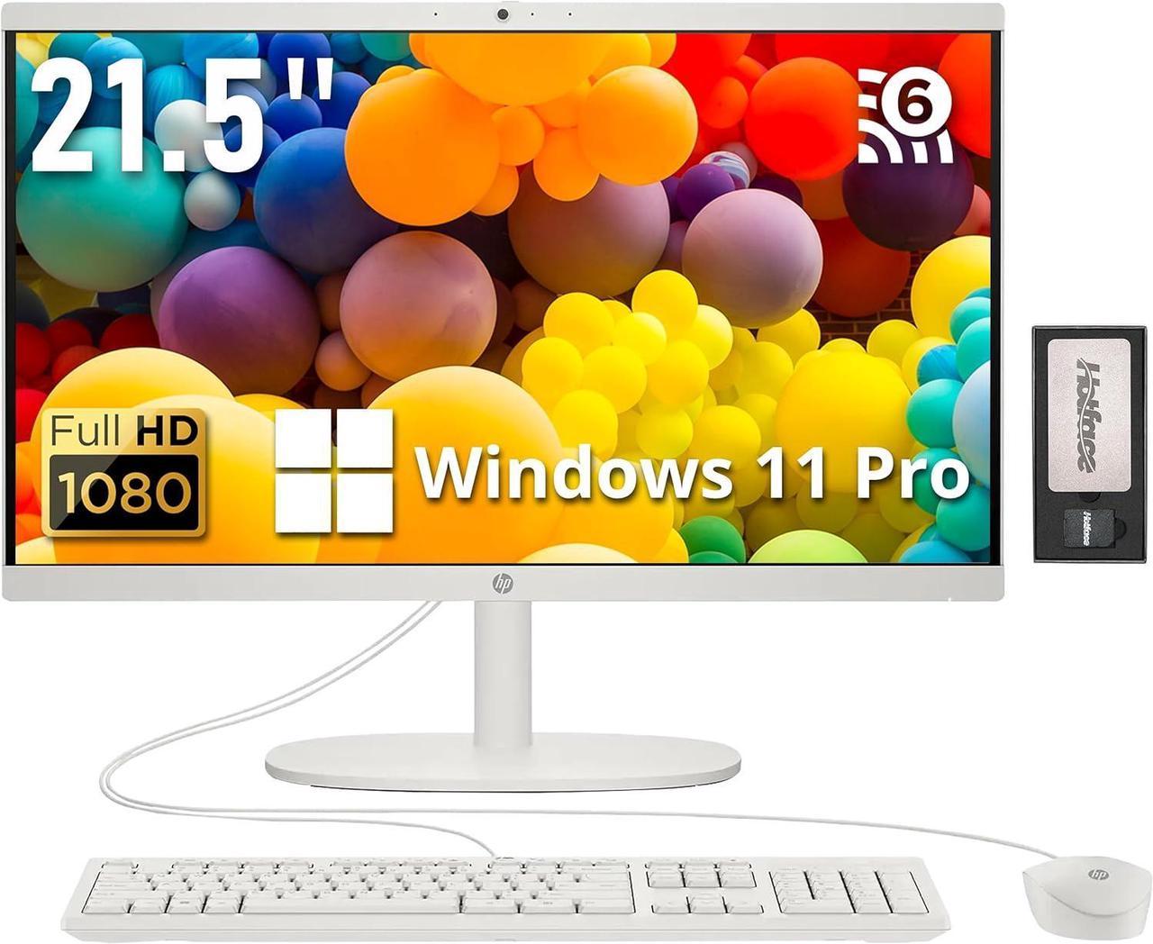 HP 21.5" FHD All-in-One Desktop, Intel Celeron J4025, 32GB RAM, 2.16TB Storage (2TB SSD + 160GB Docking Station Set), WiFi 6, Windows 11 Pro, Wired Keyboard, Wired Mouse, Cashmere White