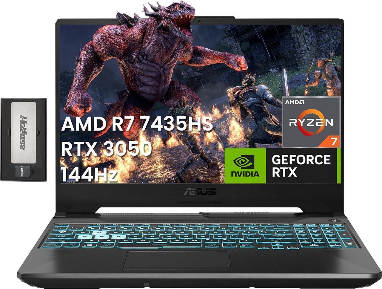 ASUS TUF A15 15.6" FHD 144Hz Gaming Laptop, AMD Ryzen 7 7435HS, NVIDIA GeForce RTX 3050, 32GB DDR5, 1TB SSD, Backlit Keyboard, Wi-Fi 6, Win 11 Pro, Black, 256GB Docking Station Set