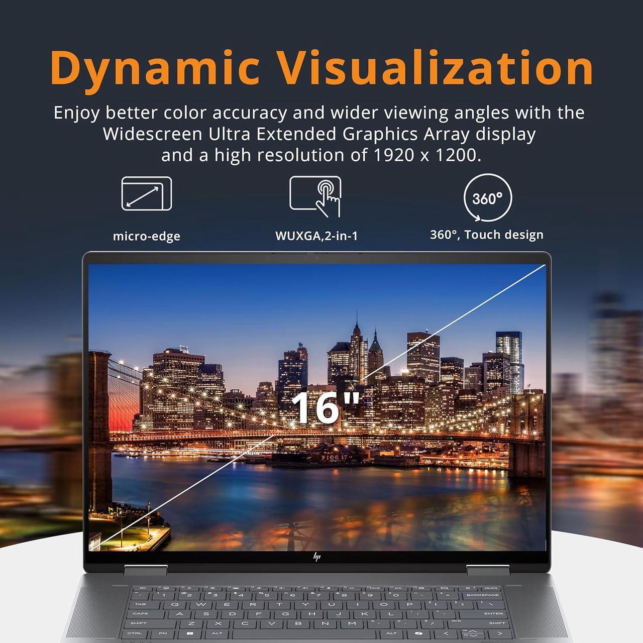 Alt view image 5 of 7 - HP Envy x360 2-in-1 16" WUXGA Touchscreen Laptop, AMD Ryzen 7 8840HS, 16GB LPDDR5, 1.28TB Storage (1TB SSD+288GB Docking Station Set), Backlit Keyboard, 5MP IR Camera, Wi-Fi 6E, Win 11 Home, Silver