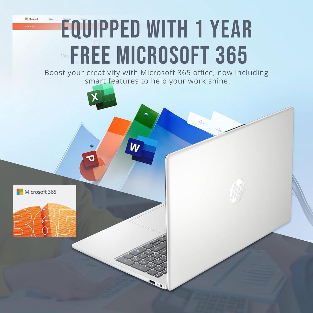 Alt view image 5 of 7 - HP 15.6" HD Laptop, Intel Pentium N200, 8GB DDR4 RAM, 288GB Storage (128GB SSD+160GB Docking Station Set), Intel UHD Graphics, Full Size Keyboard, 720p Camera, 1 Year Office 365, Win 11, Silver
