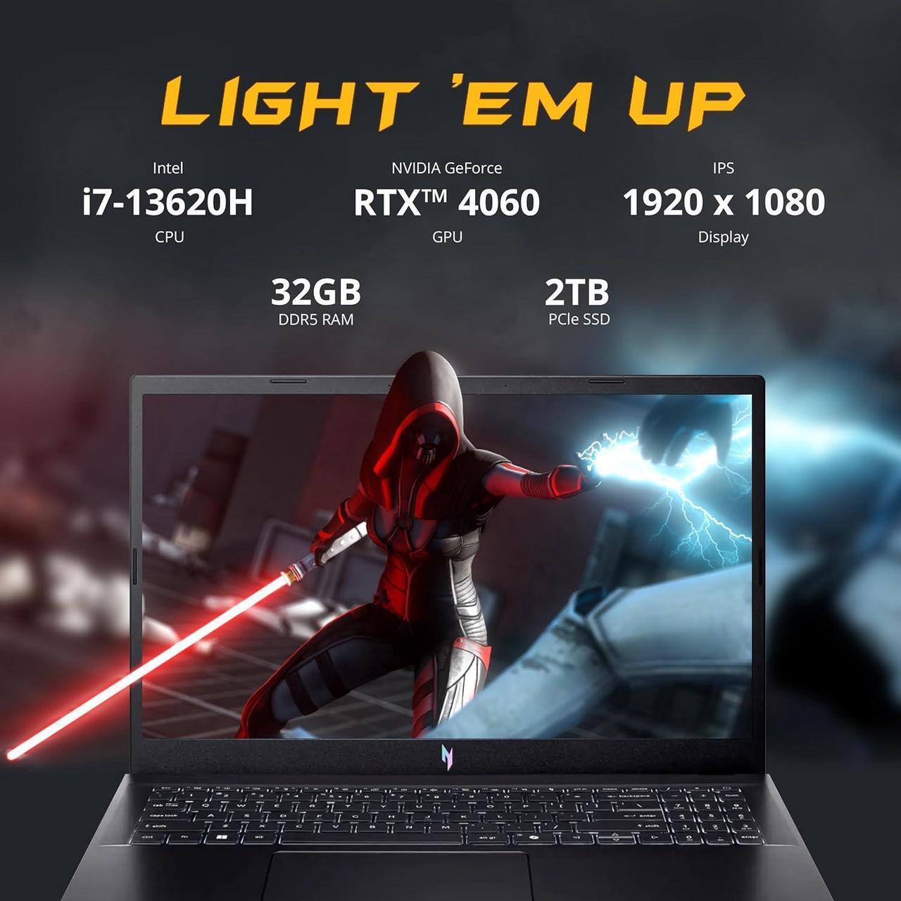 Alt view image 3 of 7 - acer Nitro V15 15.6" FHD 144Hz Gaming Laptop, Intel i7-13620H, 32GB DDR5 RAM, 2TB SSD, NVIDIA GeForce RTX 4060, Backlit Keyboard, Wi-Fi 6, Win 11 Pro, Black, 256GB Docking Station Set