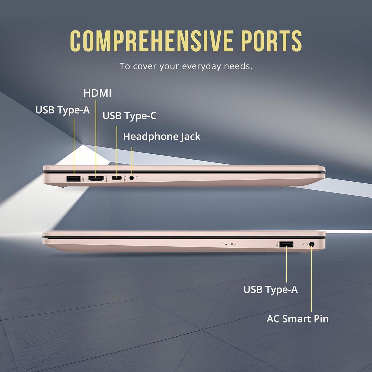 Alt view image 7 of 7 - HP 17.3" HD+ BrightView Laptop, Intel Celeron N4120, 4GB RAM, 416GB Storage (256GB SSD + 160GB Docking Station Set), Intel UHD Graphics, Numeric Keypad, HD Webcam, Wi-Fi, Windows 11 Pro, Rose Gold