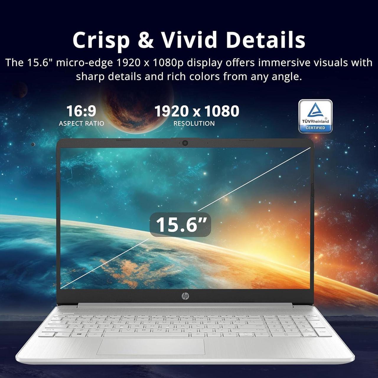 Alt view image 4 of 7 - HP 15.6" FHD Anti-Glare Laptop, Intel i3-1215U, 32GB DDR4 RAM, 2.16TB Storage(2TB SSD + 160GB Docking Station Set), Intel UHD Graphics, Full Size Keyboard, Webcam, Windows 11, Silver