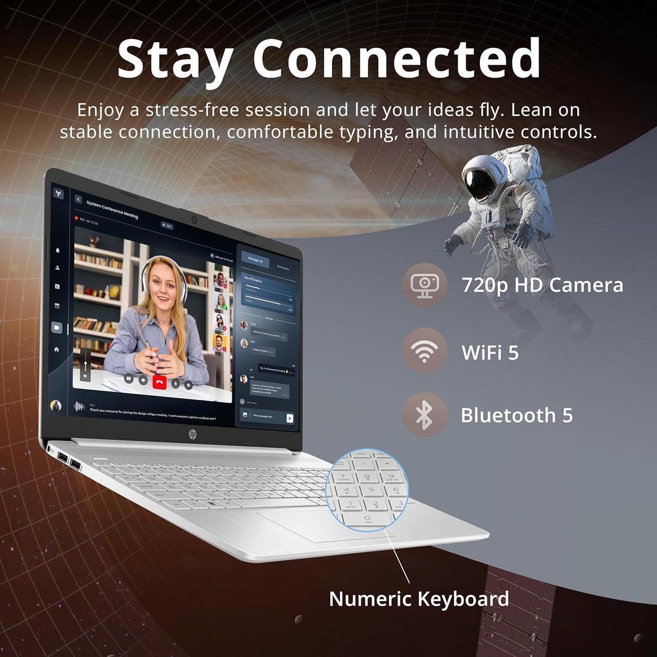 Alt view image 5 of 7 - HP 15.6" FHD Anti-Glare Laptop, Intel i3-1215U, 32GB DDR4 RAM, 2.16TB Storage(2TB SSD + 160GB Docking Station Set), Intel UHD Graphics, Full Size Keyboard, Webcam, Windows 11, Silver