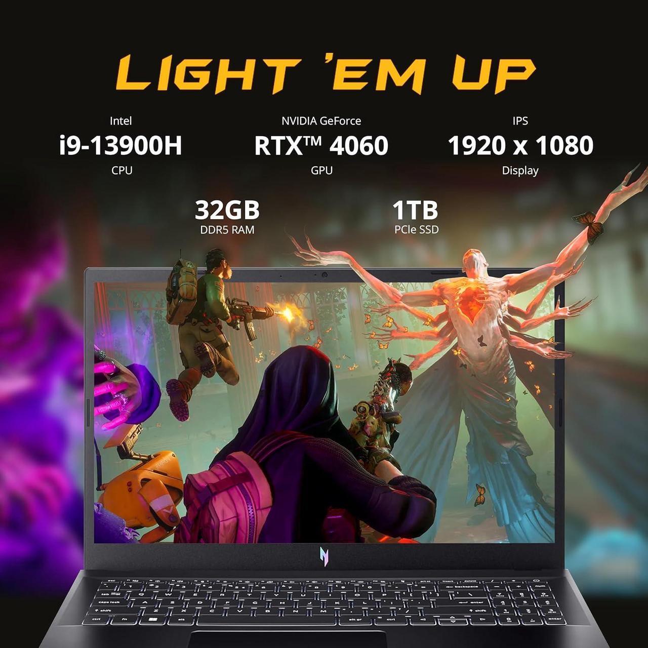 Alt view image 3 of 7 - acer Nitro V 15 15.6" FHD IPS 144Hz Gaming Laptop, Intel i9-13900H, 32GB DDR5, 1TB SSD, GeForce RTX 4060 8GB GDDR6, Backlit Keyboard, Wi-Fi 6, Win 11 Pro, Black, 256GB Docking Station Set