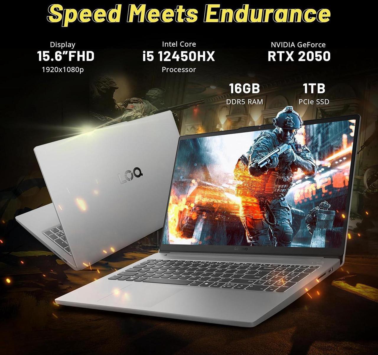 Alt view image 3 of 7 - Lenovo LOQ 15.6" 144Hz FHD Gaming Laptop, Intel Core i5-12450HX, NVIDIA GeForce RTX 2050 4GB GDDR6, 16GB DDR5, 1TB PCIe SSD, Wi-Fi 6, HD 720p Camera, Win 11 Pro, Gray, 256GB Docking Station Set