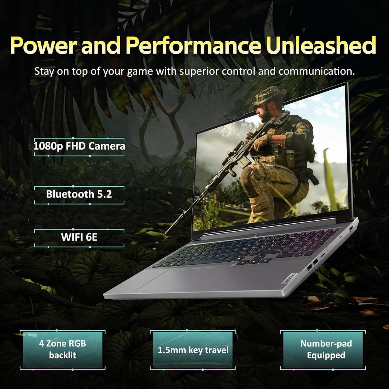 Alt view image 6 of 7 - Lenovo Legion 5 16" WQXGA 165Hz Gaming Laptop, Intel i9-14900HX, 32GB DDR5, 1TB SSD, NVIDIA GeForce RTX 4070 8GB GDDR6, RGB Backlit Keyboard, Wi-Fi 6E, Windows 11 Pro, Gray, 256GB Docking Station Set
